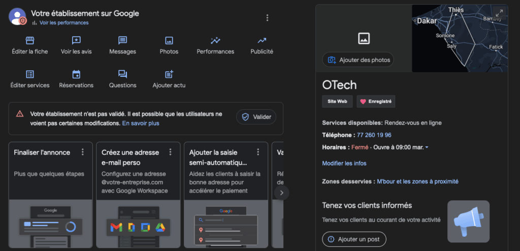 Fiche Google My Business